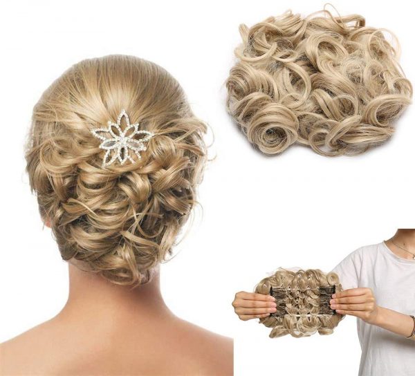 Elegant curls clip in bun